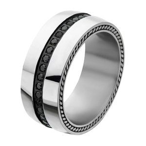 NWT Stainless steel and black cubic zirconia ring sz 12